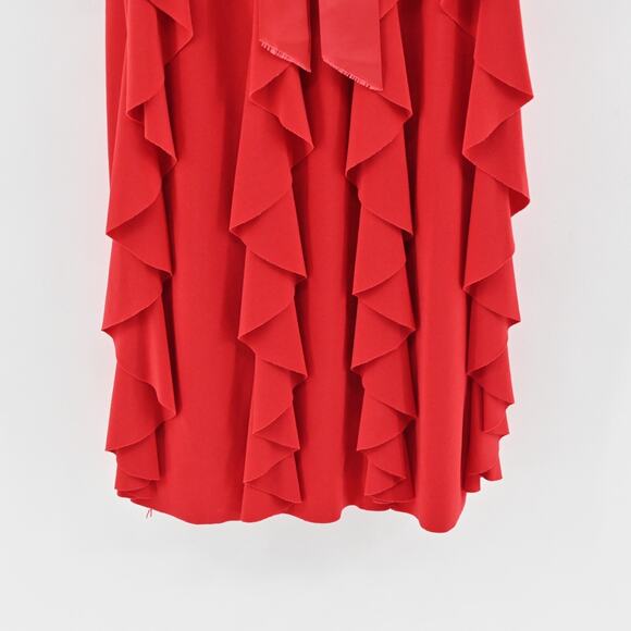 Vtg CACHE Dress Size 6 Red Babydoll Bow Flowy Ruffle Stretch Mini Sleeveless Y2k - Picture 4 of 12